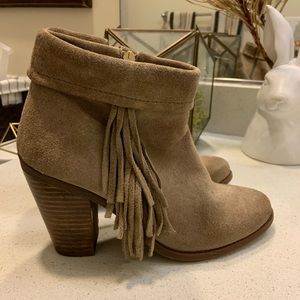 Suede fringe booties